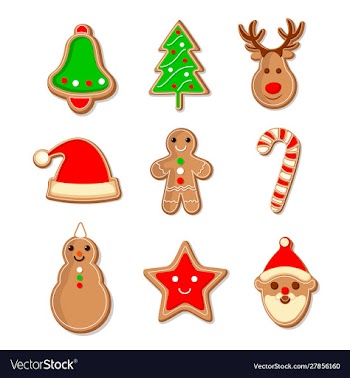 Cute set gingerbread christmas cookies vector image