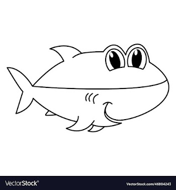 cute shark cartoon coloring page for kids