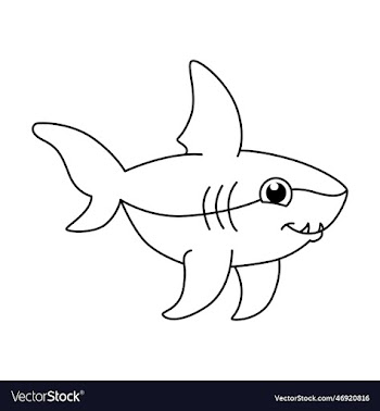cute shark cartoon coloring page for kids