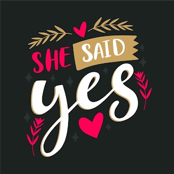 Cute she said yes lettering Free Vector