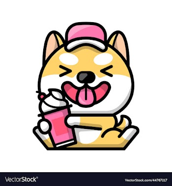 cute shiba dog is holding a cup of ice cream