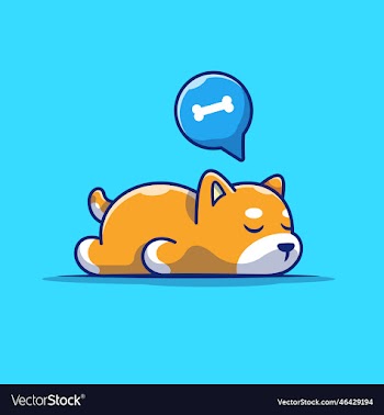 cute shiba inu dog sleeping cartoon
