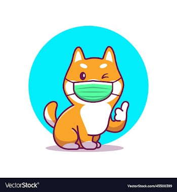 cute shiba inu dog wearing medical mask cartoon