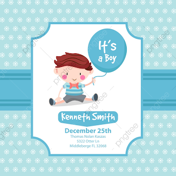 Cute Shower Card With Boy, Background, Invitation PNG and Vector ...
