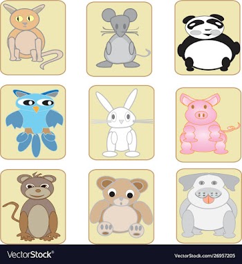 Cute simple and flat animal icon set vector image