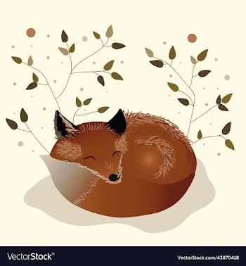 cute sleeping fox autumn character isolated