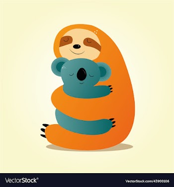 cute sloth hugging koala baby