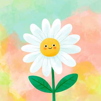 Cute Smiling Daisy Flower with Pastel Background
