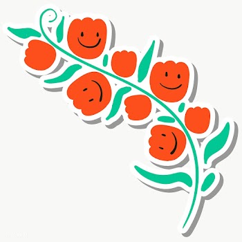 Cute smiling red flower design element | Free  transparent png - 2285217