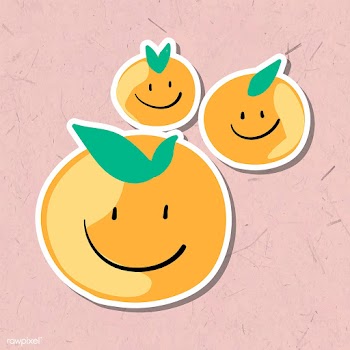 Cute smiling tangerine sticker design element | Free  illustration - 2285198