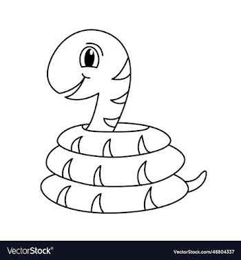 cute snake cartoon coloring page for kids