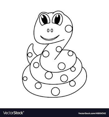 cute snake cartoon coloring page for kids