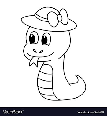 cute snake cartoon coloring page for kids