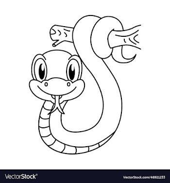 cute snake cartoon coloring page for kids
