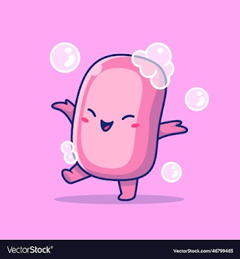 cute soap with bubble cartoon