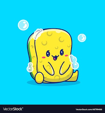 cute sponge with bubble cartoon