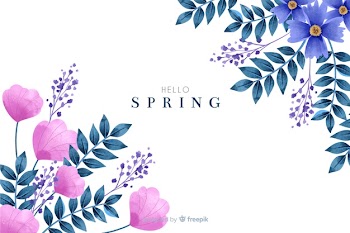 Cute spring background with watercolor flowers Free Vector