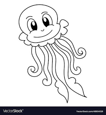 cute squid cartoon coloring page for kids
