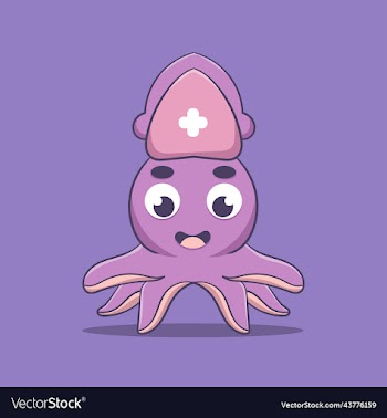 cute squid nurse character