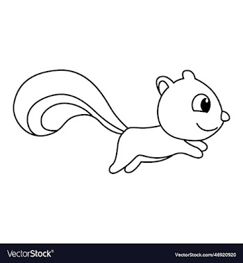 cute squirrel cartoon coloring page for