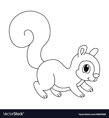 cute squirrel cartoon coloring page for