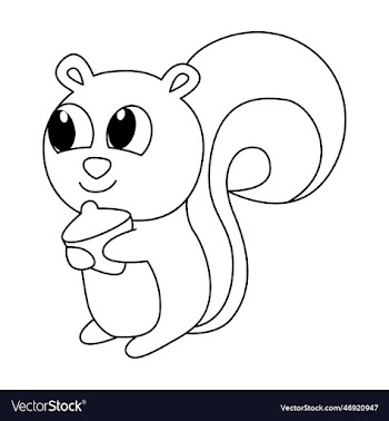 cute squirrel cartoon coloring page for