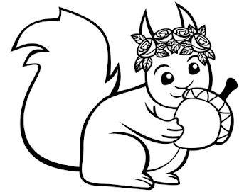 Cute Squirrel with an Acorn coloring page | Free Printable ...
