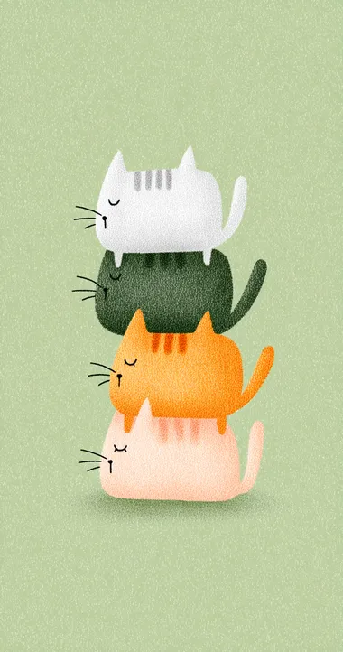 Cute Stacked Cats in Pastel Colors Cute Stacked Cats in Pastel Colors