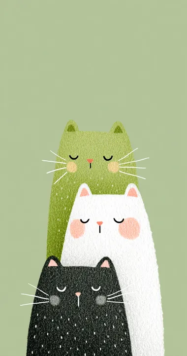 Cute Stacked Cats with Pastel Colors Cute Stacked Cats with Pastel Colors