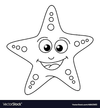 cute starfish cartoon coloring page for