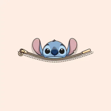 Cute Stitch Peeking from Open Zipper Cute Stitch Peeking from Open Zipper