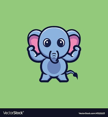 cute strong elephant cartoon character premium