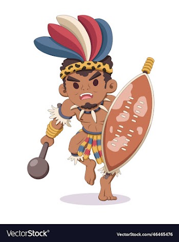cute style african zulu warrior cartoon