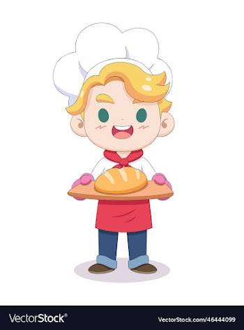 cute style baker chef presenting a bread cartoon