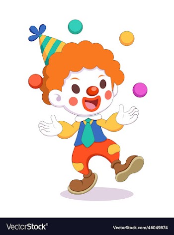 cute style circus clown juggling balls cartoon