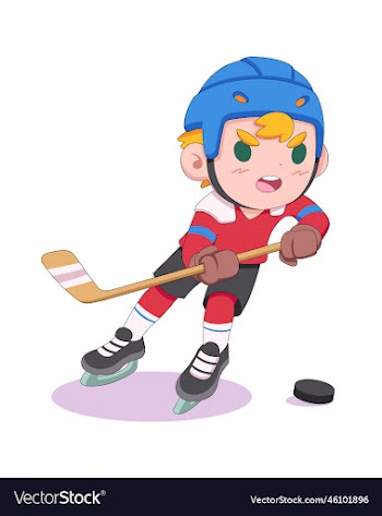 cute style ice hockey player in action cartoon