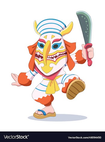 cute style thai cultural phi ta khon cartoon