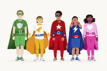 Cute superhero kids clipart, aesthetic | Free Photo Illustration - rawpixel