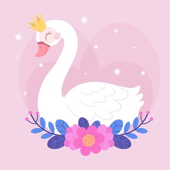 Cute swan princess illustration Free Vector