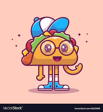 cute taco wearing hat and sunglasess cartoon