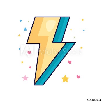 cute thunderbolt with stars and hearts decoration design