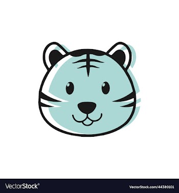 cute tiger head flat icon logo