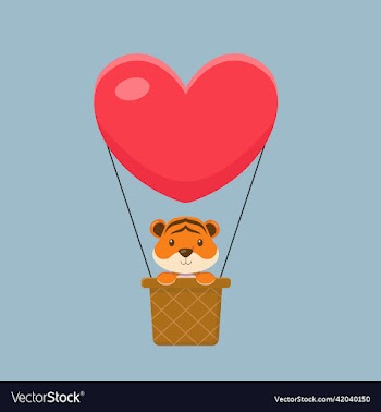 cute tiger hot air balloon cartoon
