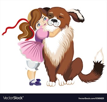 Cute Toddler Hugging a Dog vector image