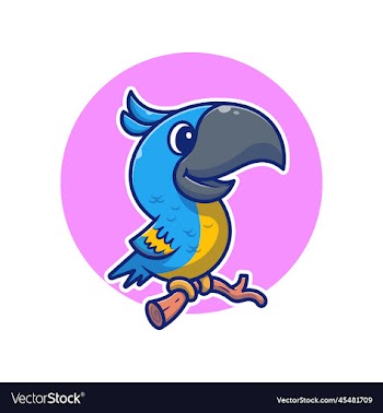 cute toucan bird on branch cartoon