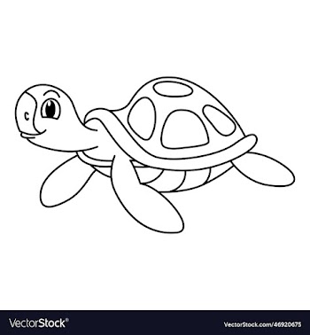 cute turtle cartoon coloring page for