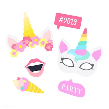 Cute unicorn photo booth party props vector | Free stock vector - 537565