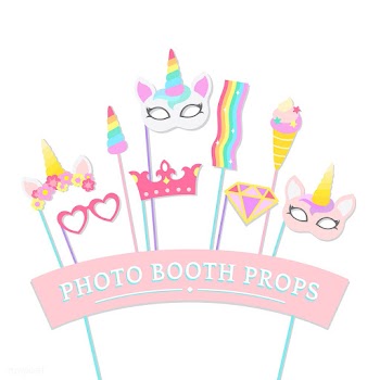 Cute unicorn photo booth party props vector | Free stock vector - 537621