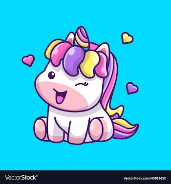 cute unicorn sitting cartoon