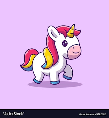 cute unicorn walking cartoon